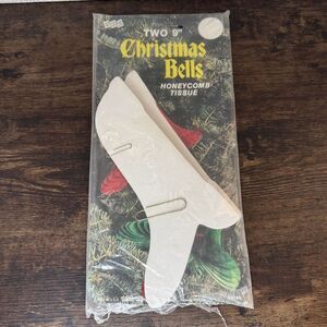 Vintage Eureka Honeycomb Bell Art Tissue Deco 2 Christmas Bells 9"